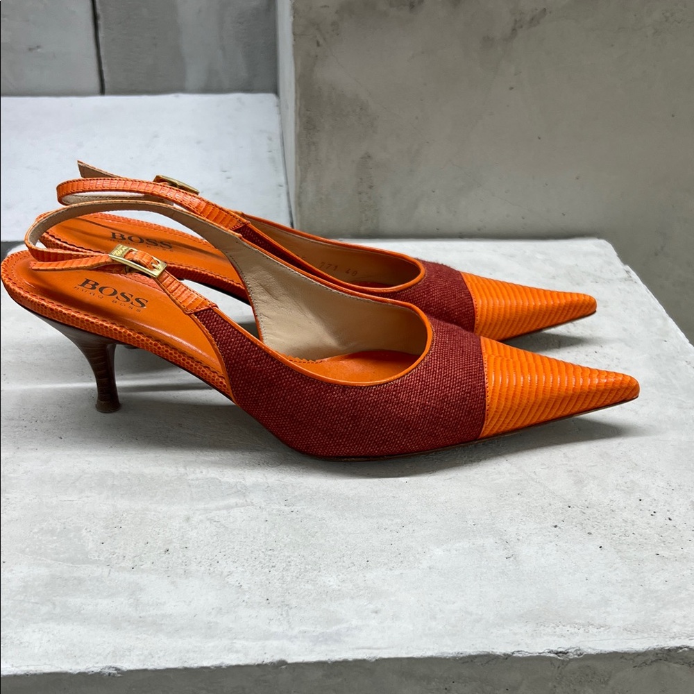 Boss Women's Vibrant Orange and Red Heels